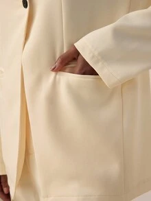 Lyxana Einfarbiger, einreihiger Blazer mit langen Ärmeln und Taschen, Cut-Out - Gelb - Übersicht 4