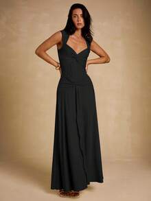 Glamine Elegancka, seksowna, damska sukienka z dekoltem w serek i marszczeniami w jasnożółtym kolorze, idealna na imprezy, na co dzień i do ogrodu