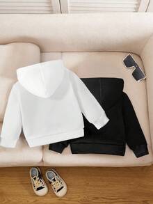 SHEIN Kleine Jungen Einfarbiger Loose Fit Lässig Hoodie Sweatshirt, Herbst