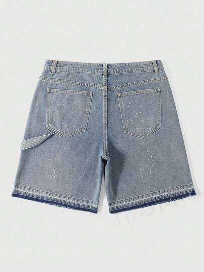 Grunge Punk Men's Casual Contrast Color Slant Pocket Straight Leg Jeans, Summer