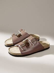 Solecia Women's Buckle Design Casual Thick Sole Flat Sandals - Brown - View 2