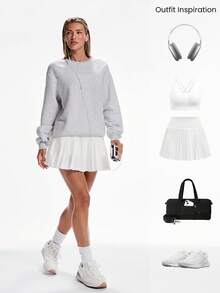 GLOWMODE 厚重羊毛常规版型卫衣 冬季保暖加厚款 - 淺灰色 - 查看 5