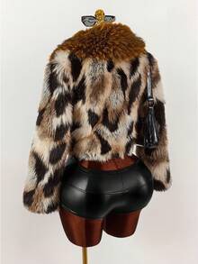 Amplova 女士复古豹纹仿皮草夹克，秋冬 - 彩色 - 查看 11