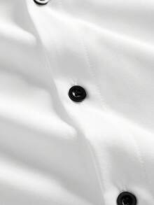 Officeau 男士商务休闲长袖纯色衬衫，百搭正式商务风，秋季复古男士白色衬衫，春夏皆宜 - 白色 - 查看 5