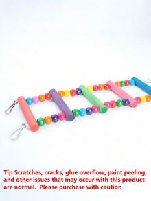 1pc Random Color Handmade Dyed Bead Decor Ladder Design Parrot Toy, Suitable For Bird Climbing Swing Cage Accessories And Supplies - Multicolor - View 3