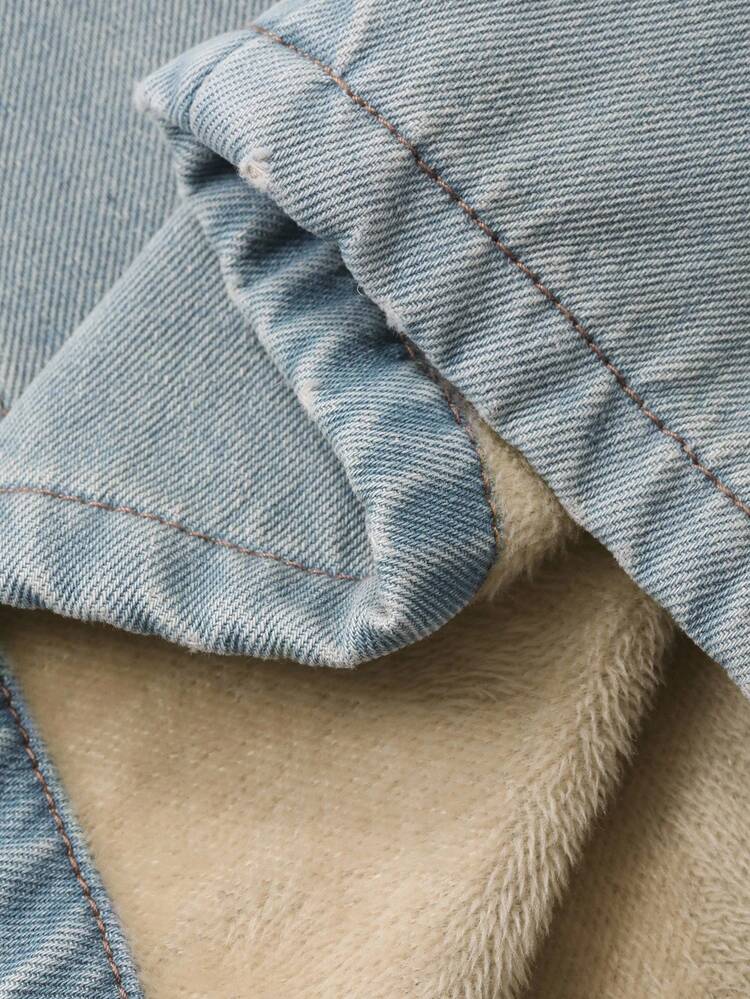 Women's Regular Waist Straight Leg Jeans, Casual Thermal Lined Denim Pants Thermal Lined,Winter