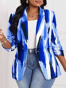 SHEIN Lady 2025 New Autumn And Winter Elegant Royal Blue Knitted New Product Plus Size Fluffy Coats Fall Women Outfits Fall Outfits Crew Neck Fall Clothes For Women Winter Clothes Halloween & Christmas - Royal Blue - View 1