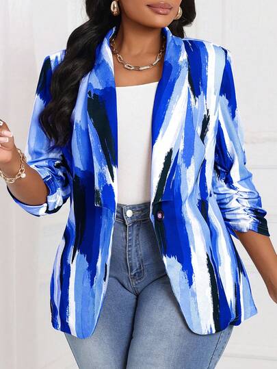 SHEIN Lady 2025 New Autumn And Winter Elegant Royal Blue Knitted New Product Plus Size Fluffy Coats Fall Women Outfits Fall Outfits Crew Neck Fall Clothes For Women Winter Clothes Halloween & Christmas