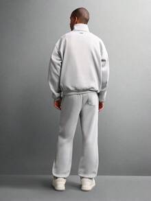 SUMWON 毛绒半拉链运动衫和慢跑裤套装 - 淺灰色 - 查看 2