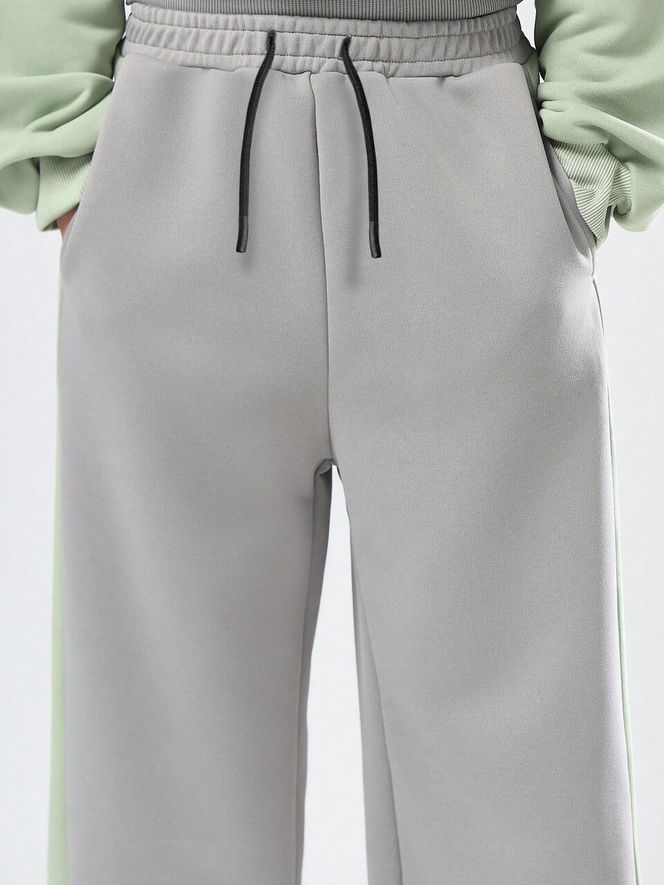 Color Block Sweatshirt And Wide Leg Pants Set With Brooklyn Text