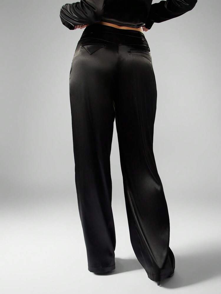 MISSGUIDED High Waist Wide Leg Palazzo Pants Satin Finish Formal Evening Trousers