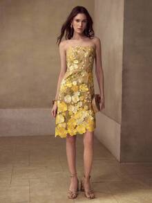 MOTF PREMIUM 优雅刺绣不对称下摆连衣裙