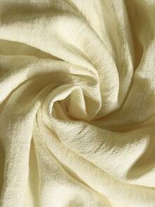 Flirla 女士优雅正式办公室通勤休闲度假下午茶复古教师中东风格纯色中式领纽扣装饰腰部 A 字开叉灯笼袖长袖淡黄色衬衫 - 黃色 - 查看 8