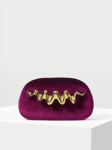 MOTF PREMIUM BOLSO DE MANO DE CENA DE MODA ROJO VINO PARA DAMAS, PERFECTO PARA COMBINAR CON LA FIESTA DE LA NOVIA - Burdeos - Ver 2