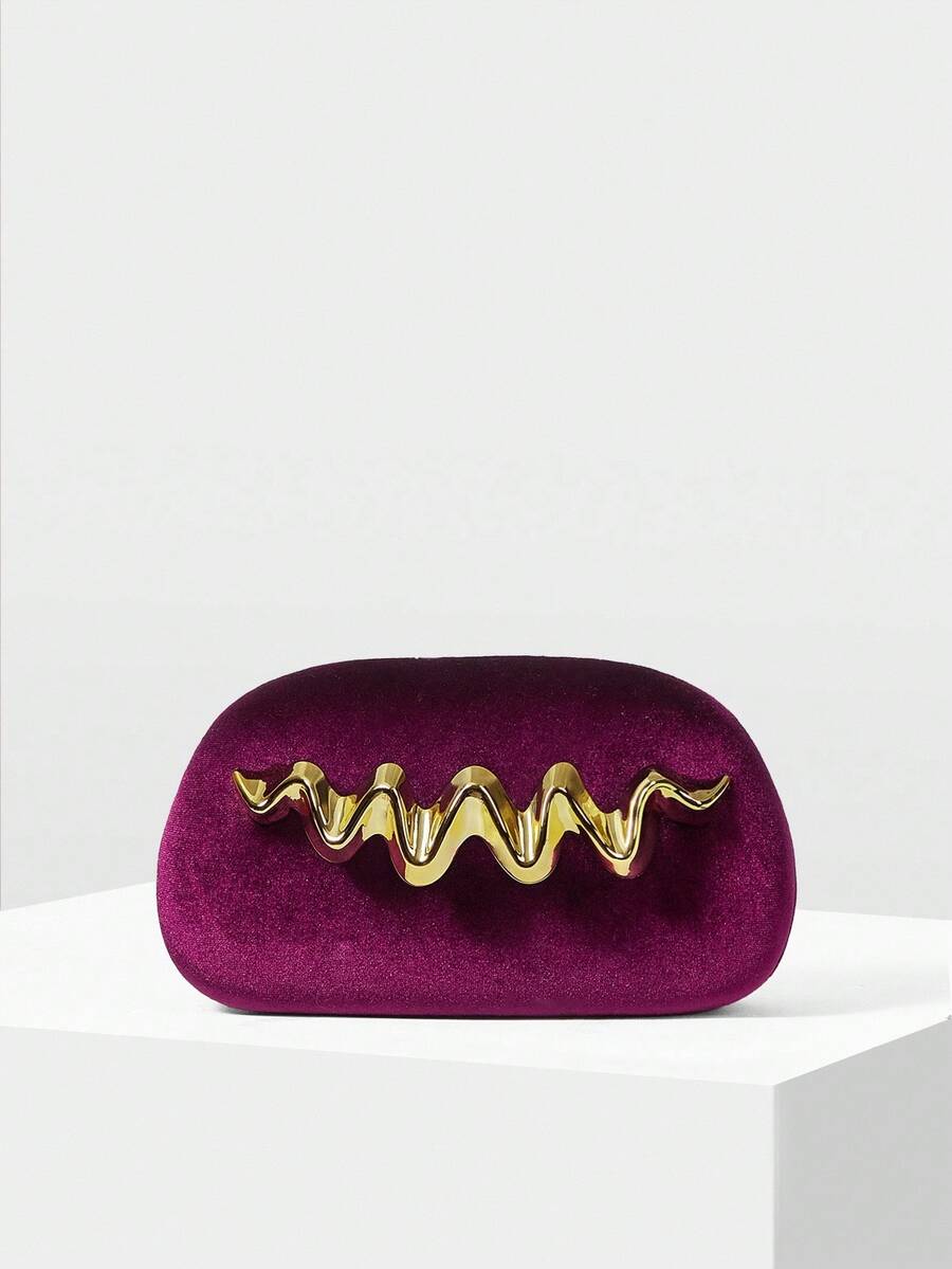 MOTF PREMIUM 女士酒红色时尚晚宴手提包，完美搭配新娘派对 - 酒紅色 - 查看 2