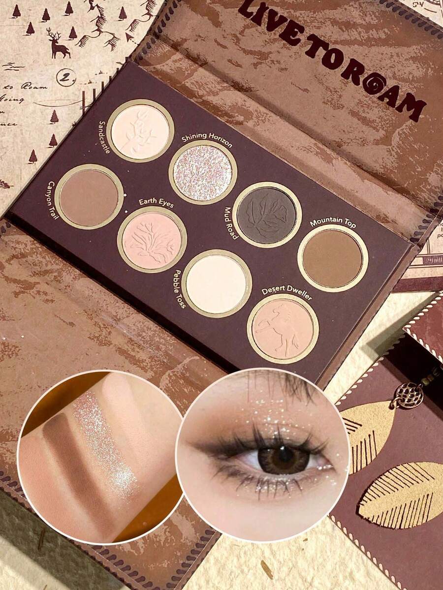 SHEGLAM Live To Roam Palette 8 色閃光霧面眼影盤裸色金屬均勻著色光滑可混合眼影棕色眼影 品牌 美容 化妝 化妝品 適合女性與女孩 完美搭配冬季 Y2K 時尚 流行 生日禮物 假期 派對準備就緒 最佳顏色 - 彩色 - 查看 1