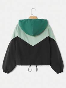 SHEIN EZwear 大码轻便休闲时尚宽松长袖拉链夹克 - 薄荷綠 - 查看 2