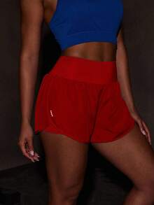 Powerista Pantalones cortos deportivos de verano de unicolor con cintura elástica y bolsillos, pantalón corto de entrenamiento