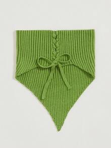 SHEIN Unity 女式纯色不对称下摆时尚抹胸罗纹针织上衣 - 綠色 - 查看 2