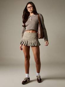 MISSGUIDED Ribbed Knit Polo Top With Button Front And Collared Neckline For Casual Fall Outfits