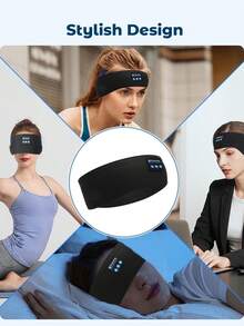 Wireless Sports Headband Headphones With Ultra-Thin HD Stereo Speakers, Unisex, Perfect For Sleeping,Workout,Jogging,Yoga,Insomnia, Air Travel, Meditation - Black - View 5