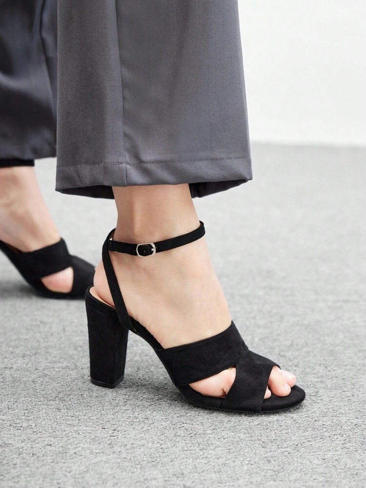 CUCCOO BIZCHIC Cuccoo Solid Color Casual Chunky Heel Open Toe Women High Heel Sandals