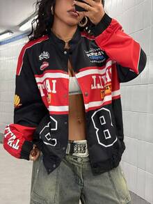 StreetHx 女士时尚赛车摩托车元素夹克