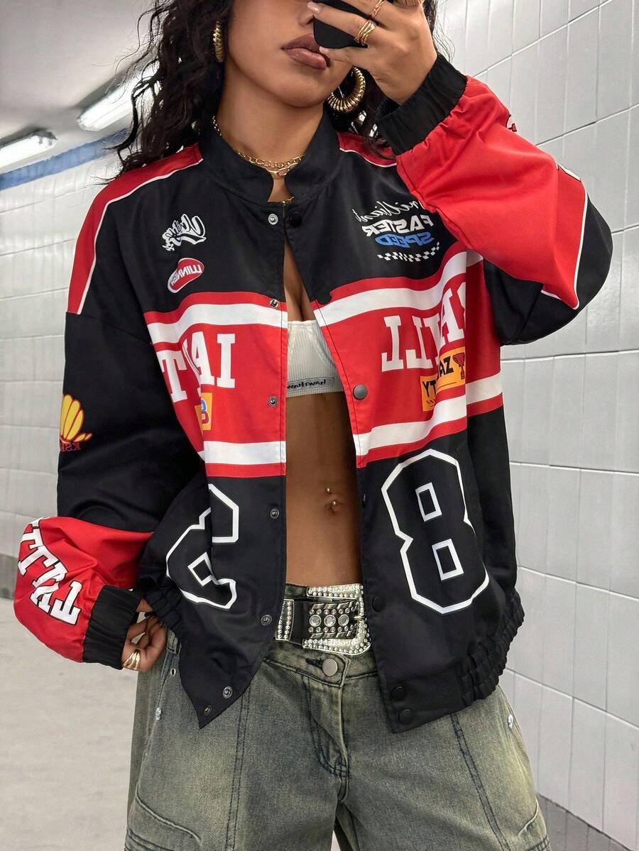 StreetHx 女士时尚赛车摩托车元素夹克