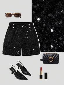 Ellevyn 简约休闲时尚通勤百搭日常女士短裤 - 黑色 - 查看 14