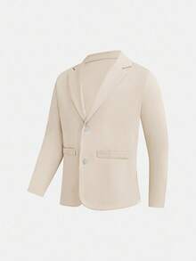 SHEIN 2pcs/Set Teen Boys Casual Suit Set, Gentleman Style Streetwear Punk Rock School Outfit, Suitable For Spring/Summer Occasions,Ensemble Hiver,Winter Clothing,Fall Outfits,Fall Clothing,All Clothes For Kids - Apricot - View 4