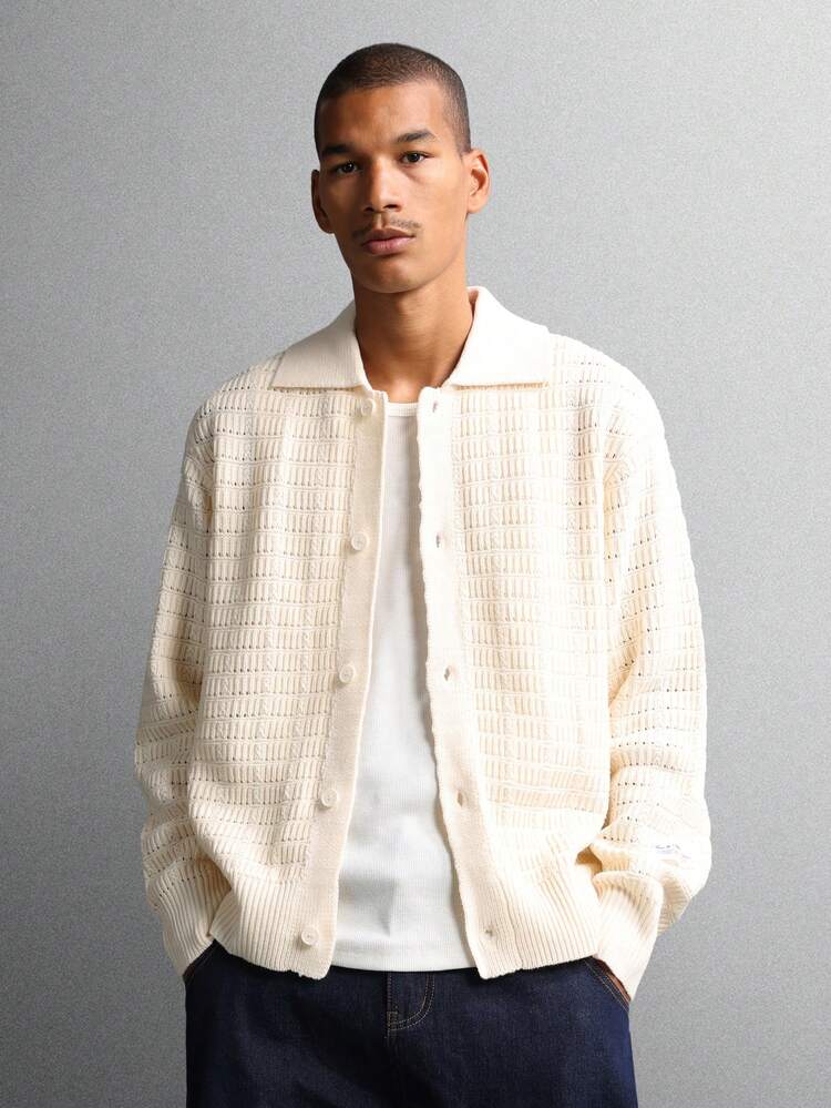 Crochet Pattern Button Down Cardigan With Ribbed Trim