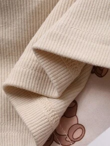 DAZY 2 Stücke Baby Mädchen Lässig Cartoon Muster Rundhals Bequemes T-Shirt und Hose Homewear Set