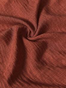 Linhara CURVE 大码女式优雅日常通勤宽松斜肩长袖喇叭袖口收腰衬衫 - 紅木色 - 查看 8