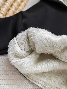 SHEIN Baby Mädchen Lässig Thermofutter Kapuzenpullover, Schwarz, vielseitig für Herbst/Winter