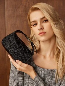 MOTF PREMIUM 女士时尚纯色手提包 - 黑色 - 查看 6