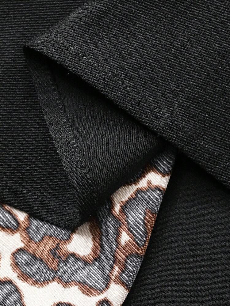 Autumn/Winter New Leopard Print Patchwork Elegant Women Dress Maxi Dress
