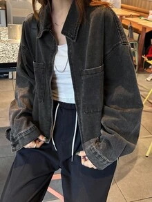 FRIFUL 女士休闲牛仔拉链夹克