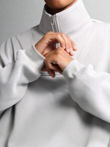 SUMWON 毛绒半拉链运动衫和慢跑裤套装 - 淺灰色 - 查看 6