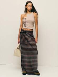 Nöista 夏季时尚褶饰不对称短款露背上衣，外出 - 棕色 - 查看 4