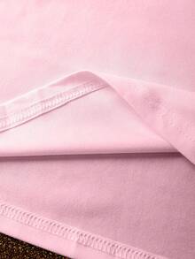 EMERY ROSE Casual Fitted Women's Plus Size T-Shirts With Images Of Little Girls In Padded Coats - Baby Pink - View 5