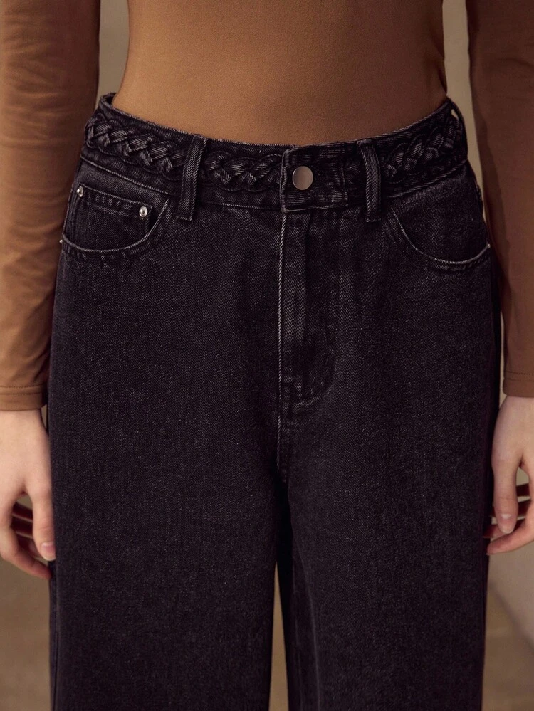 CABLE WAIST WIDE LEG JEANS
