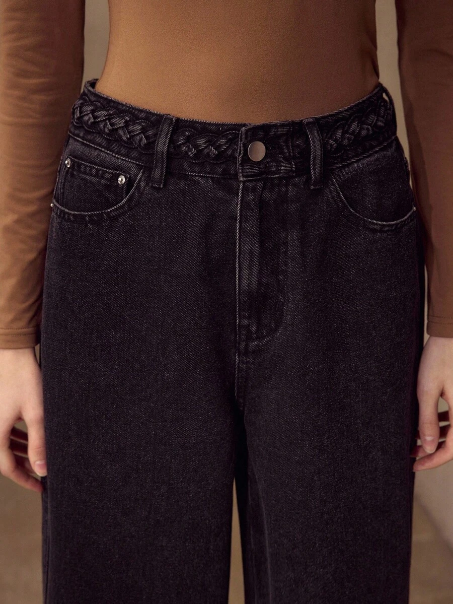 MOTF PREMIUM CABLE WAIST WIDE LEG JEANS - Black - View 2