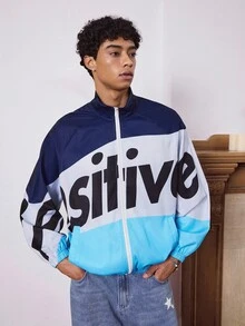 SWAVVY Áo khoác in định vị kỹ thuật số cỡ chuẩn dành cho nam, thời trang cho mùa thu/đông - Màu xanh lam - Xem 5