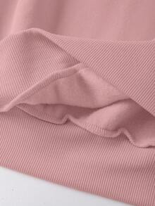 SHEIN CURVE+ Sudadera de cuello redondo con estampado de letras para mujer de talla grande - Rosa vieja - Ver 5
