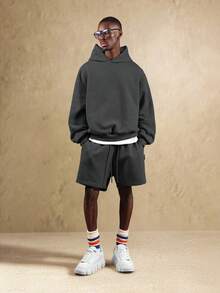 Áo Hoodie Nam SUMWON, Áo Sweatshirt Cổ Tròn Rộng Dáng Cổ Điển - Màu Nâu Thời Trang, Hoàn Hảo Cho Những Dịp Thường Ngày, Món Đồ Không Thể Thiếu Cho Kỳ Nghỉ, Thương Hiệu Cao Cấp, Lý Tưởng Cho Trang Phục Mùa Hè Và Mùa Thu. - Màu xám đen - Xem 5