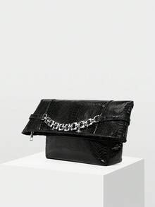 MOTF PREMIUM PU LEATHER SNAKESKIN PATTERN CLUTCHES - Black - View 3