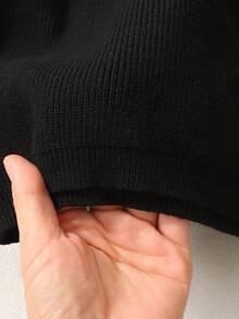 Tween Girl Casual Round Neck Long Sleeve Hollow Bow Knit Sweater, Autumn/Winter Fall - Black - View 7