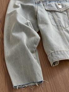 SWAVVY 男士休闲浅蓝色水洗牛仔长袖外套，适合秋季穿着，情侣装 - 淺色水洗藍 - 查看 4