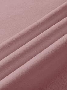 SHEIN CURVE+ Sudadera de cuello redondo con estampado de letras para mujer de talla grande - Rosa vieja - Ver 3