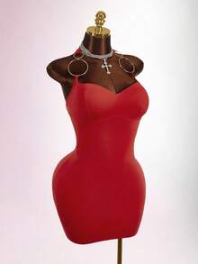 Y2K Amplova Plus Size Sexy Backless Mini Dress, Fashionable And Fitted, Summer